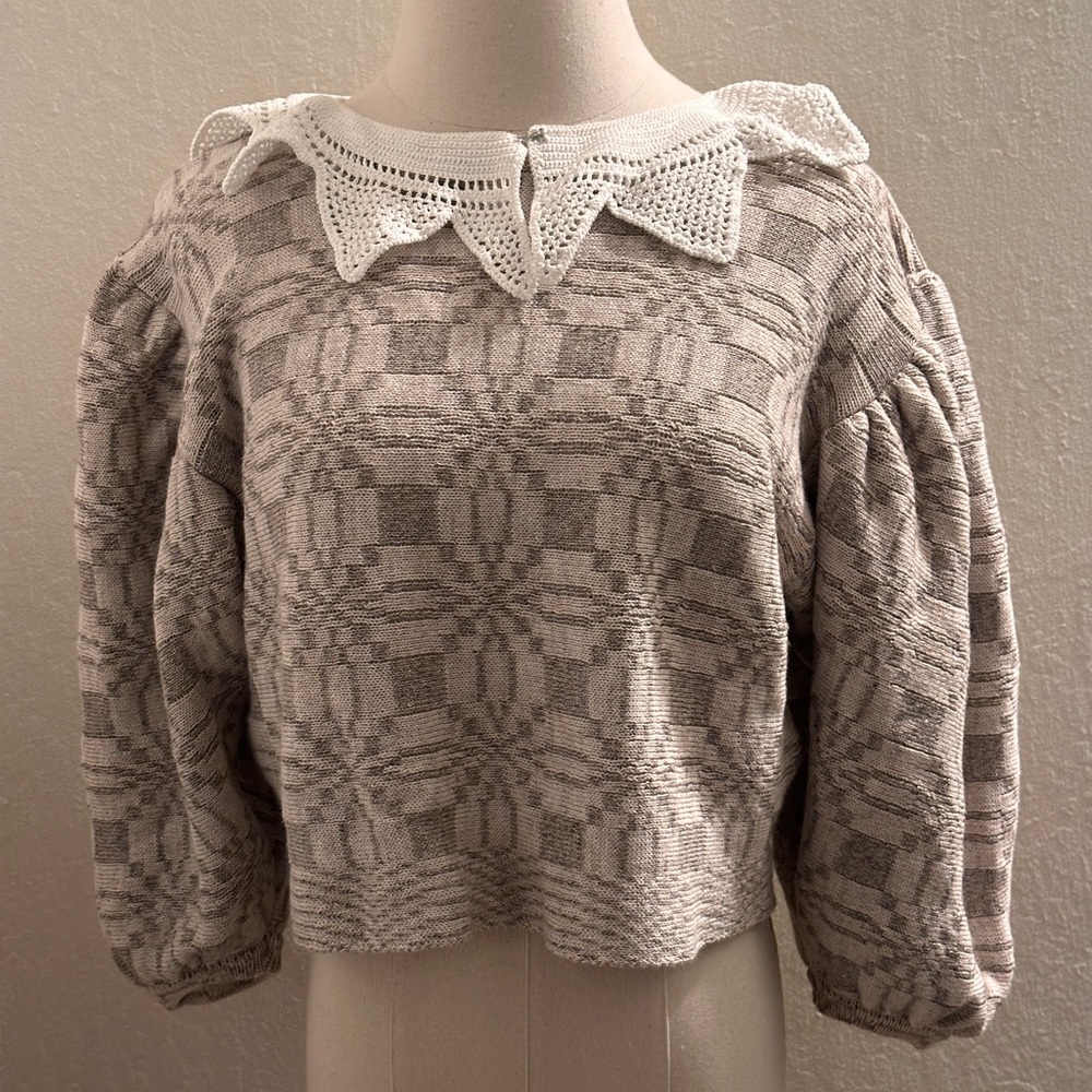 Knotty Ones Soft Beige Linen and Merino Wool Crop Top Sweater